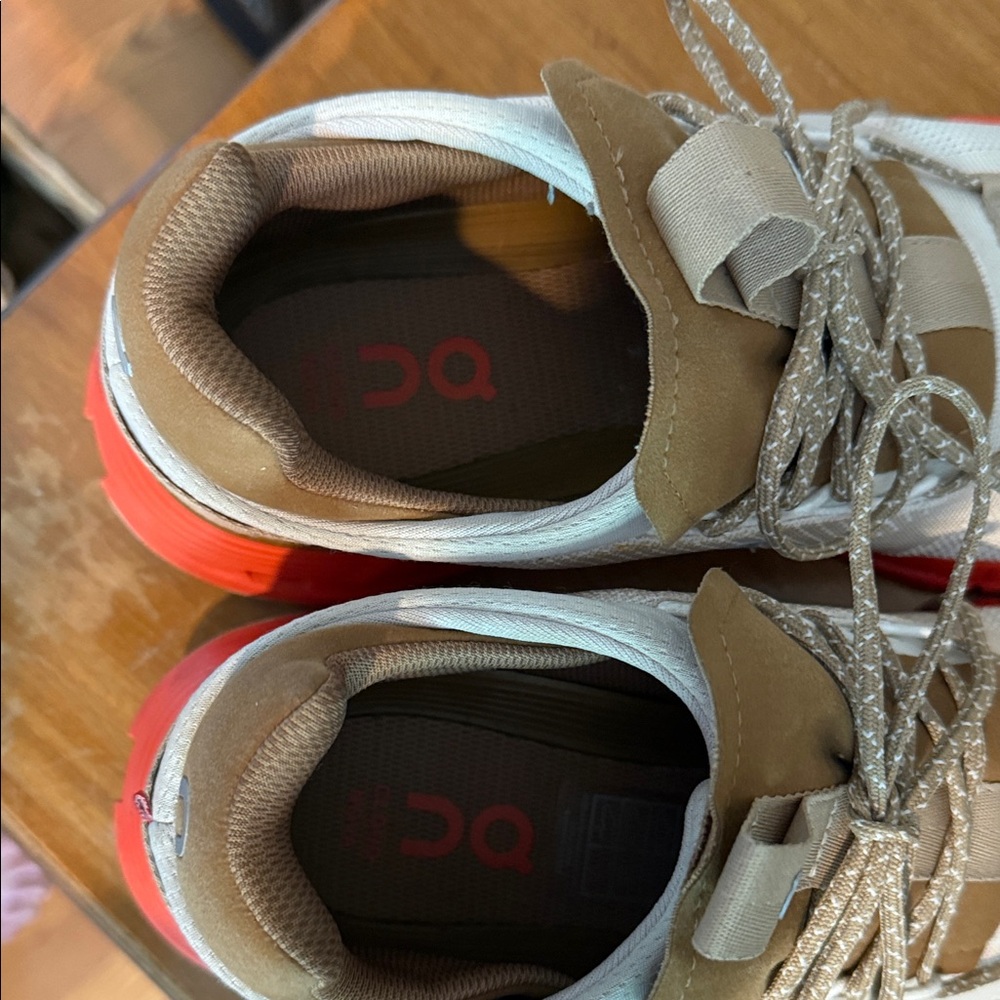 Lightweight Beige and Coral Women's Athletic Sneakers - Picture 4 of 4